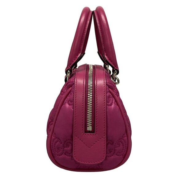 Auth GUCCI GG Matelasse 702251 Pink Nylon Leather Handbag - Picture 3 of 16